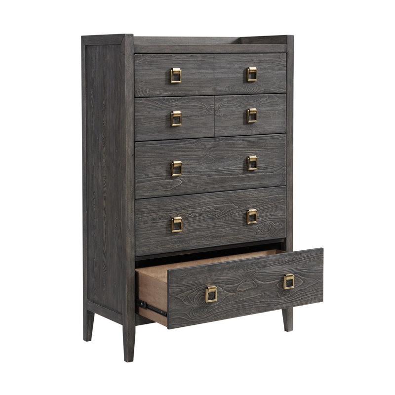 Raavi Portia 55" Tall Bedroom Chest With 5 Drawers, Brushed Brindle