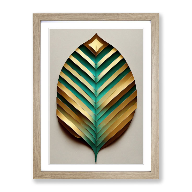 Leaf No.5 - Single Picture Frame Print, 64cm H x 46cm W x 2cm D, Oak Framed