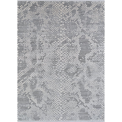 Tapis floral gris ivoire