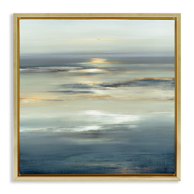 Abstrait art nautique encadré sur toile flottante, "Tranquil Nautical Sunrise" par Lisa Ridgers
