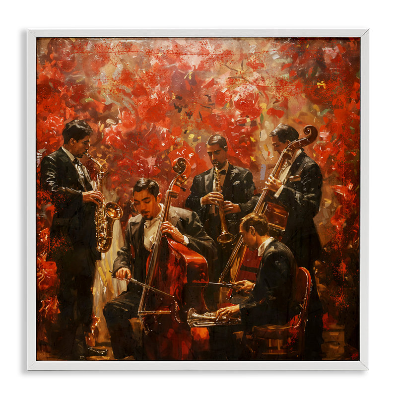 «Play More Jazz Performance», estampe numérique, design par Marta Wiley, H 24 po x l 24 po, Encadrement giclée blanc côtier