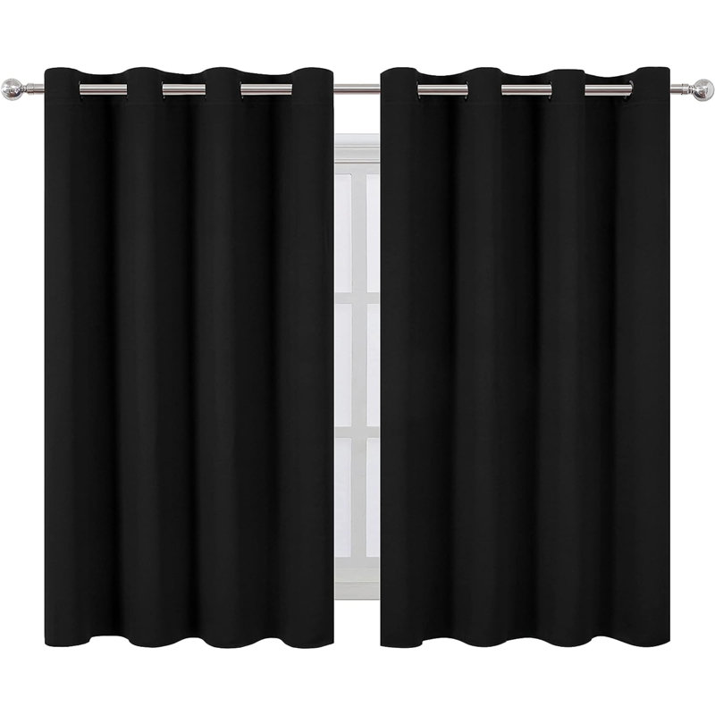 Erfried Blackout Curtain Pair, 52" W x 54" L, Black