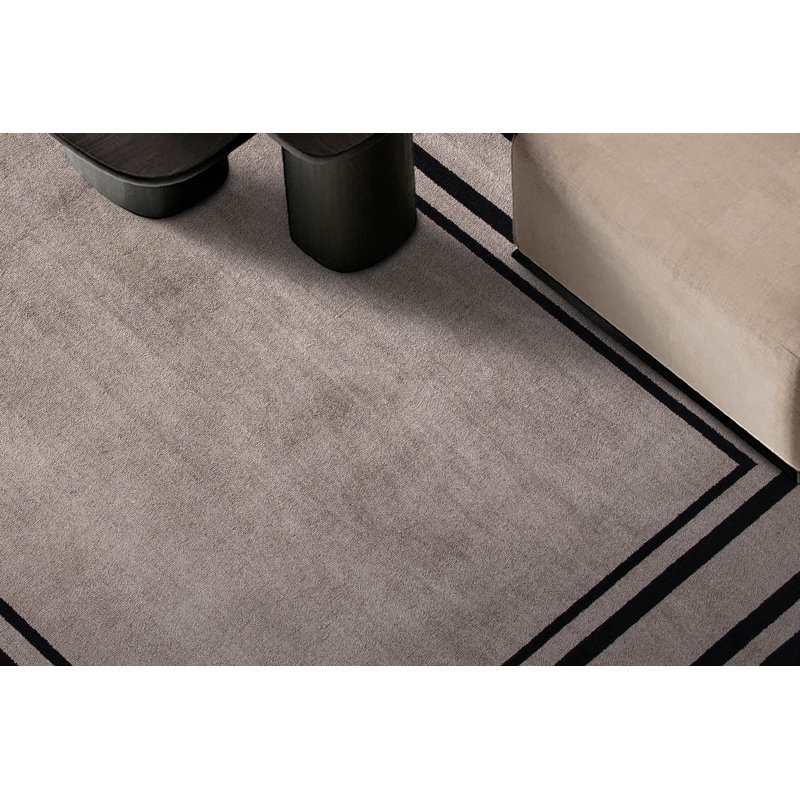 Tapis luxueux en polyester, 6,4 x 9,5 pieds | 100% polyester, hauteur de poils de 0,3 po | Tissé à la machine, base en coton, 384 000 points de fil | Design élégant en vison et noir, durable et facile à nettoyer | Parfait pour les salons et les chambres à coucher