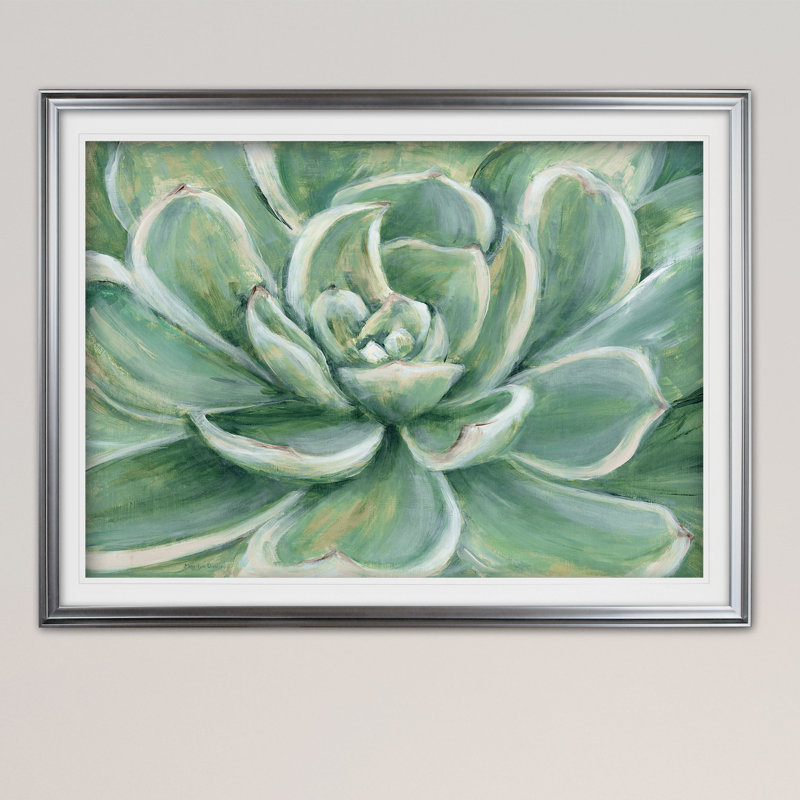 « succulent », reproduction de peinture à l’acrylique encadrée, Or, H 24 po x l 32 po x P 1,5 po