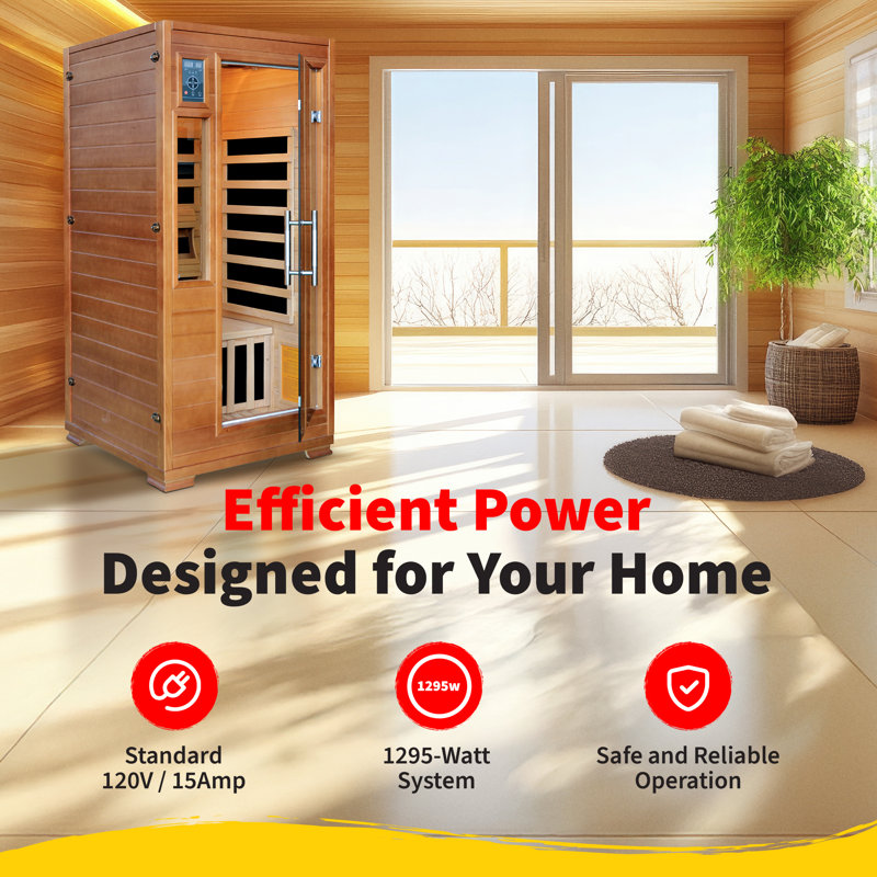 Natural Hemlock 1-2 Person Infrared Sauna with Carbon Heaters