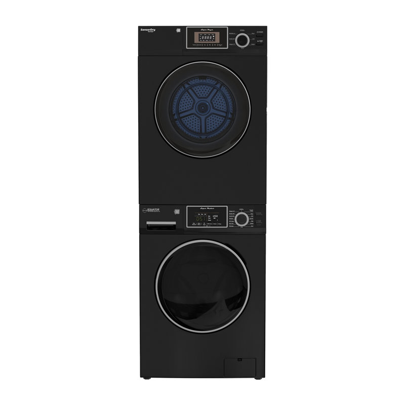 Laveuse à linge empilable Equator Ew 822 1,57cf + sécheuse Ed 866 3,1cf 110v, Noir mat