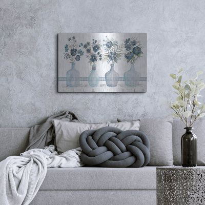 «Feeling Blue Florals» par Cindy Jac, art luxueux en métal «Feeling Blue Florals» par Cindy Jacobs