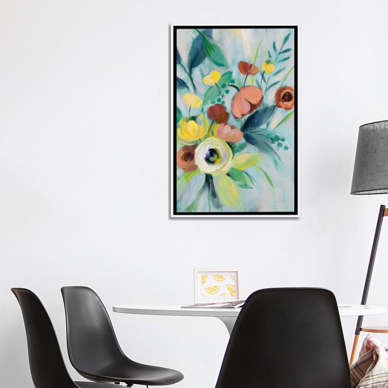 «Colorful Elegant Floral I» par Silvia Vassileva - reproduction d'art, Pas de tapis, White Framed