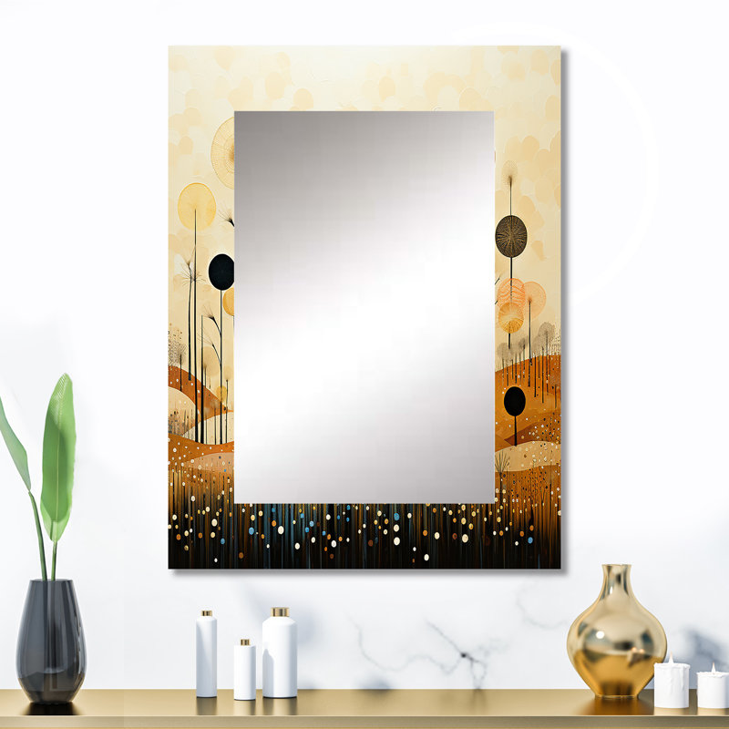 Meadow Bold Geometric Fields I - Miroir mural décoratif Meadow, miroir traditionnel, impression sur métal, 32 po x 24 po