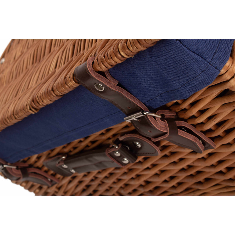 20" Hamper Basket With Lining, Double Steamed/Navy Blue