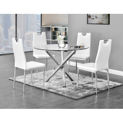 Hermitage 4 - Person Glass Top Four Leg Dining Set