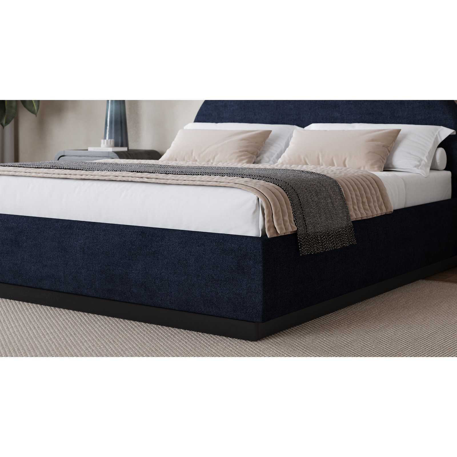 Spann Upholstered Bed, Blue Jeans, King