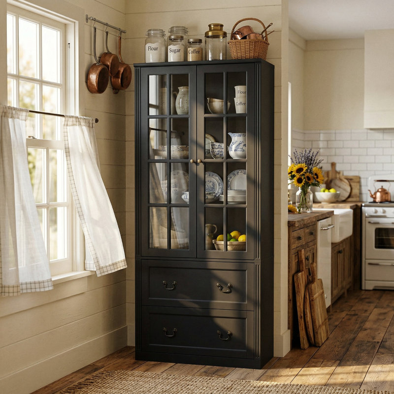 Christene 78.7'' Kitchen Pantry, Black