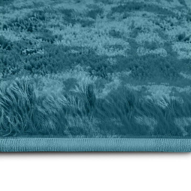 Soft Fluffy Living Room Large Area Rug, Rectangle 60 x 110 cm, Tye Dye Teal