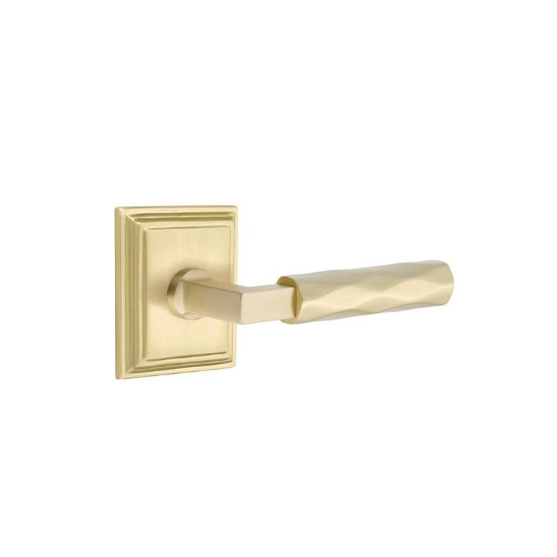 Emtek Select Privacy Interior Mortise w/ Wilshire Rosette & L-Square Stem, Tribeca Lever, Left, Satin Brass
