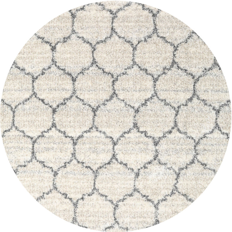 Tapis contemporain ivoire, Rond 3 pi
