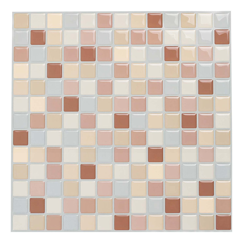 Carreau de mosaïque pelez et collez en PET l 10 po x L 10 po, Rose