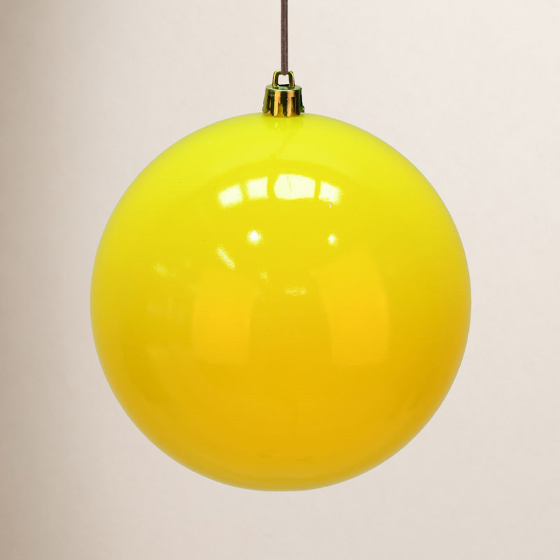 Holiday Décor Ball Ornament, 3" H x 3" W x 3" D, Yellow Shiny