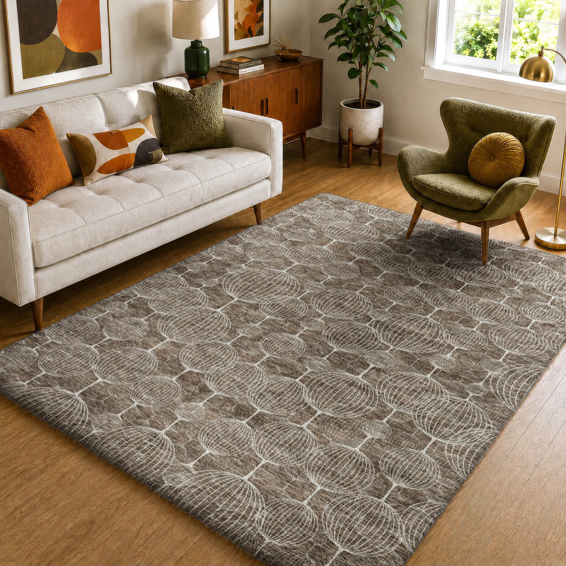 Tapis géométrique Dream Shag ADS732 lavable à la machine de qualité supérieure, Chocolate, 3 pi x 5 pi