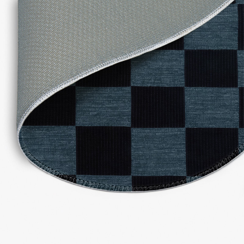Tapis d'intérieur et d'extérieur à carreaux gris, Rond 5 pi