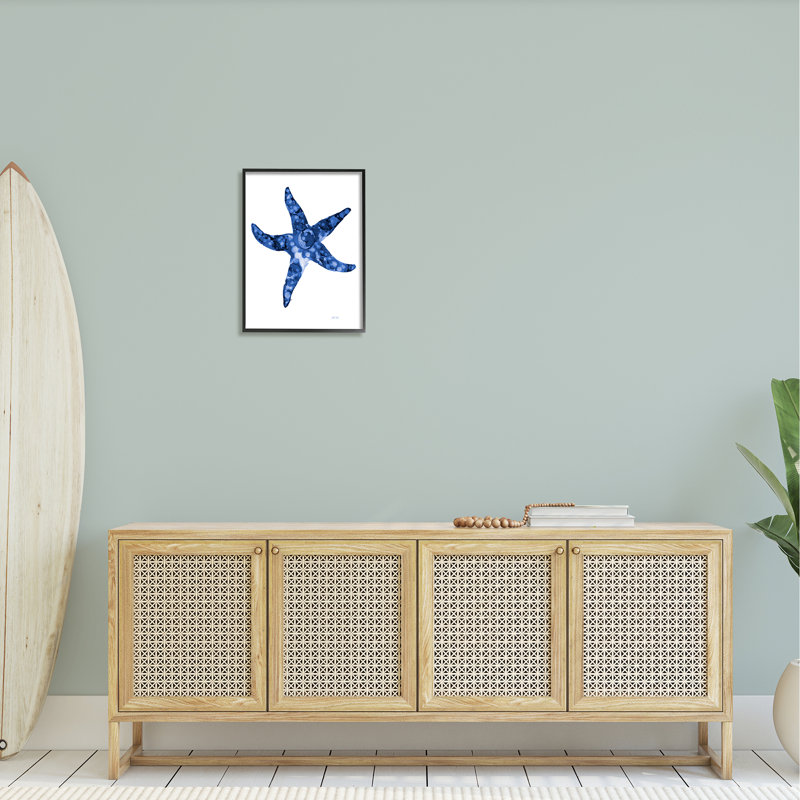 Décontracté, étoile de mer, plage, océan, Giclée encadrée noir minuit, H 20 po x l 16 po x P 1,5 po