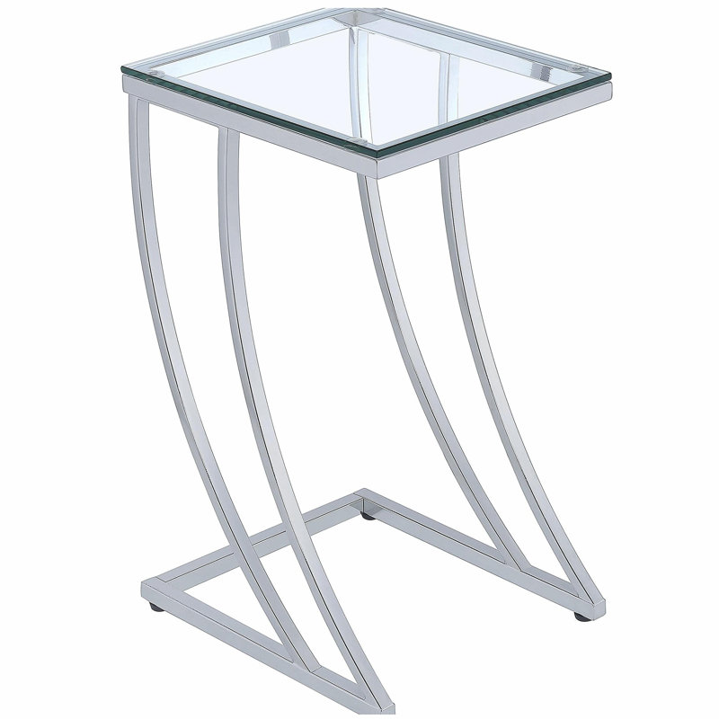 Draper Chrome Rectangular Glass Top Sofa Side Table