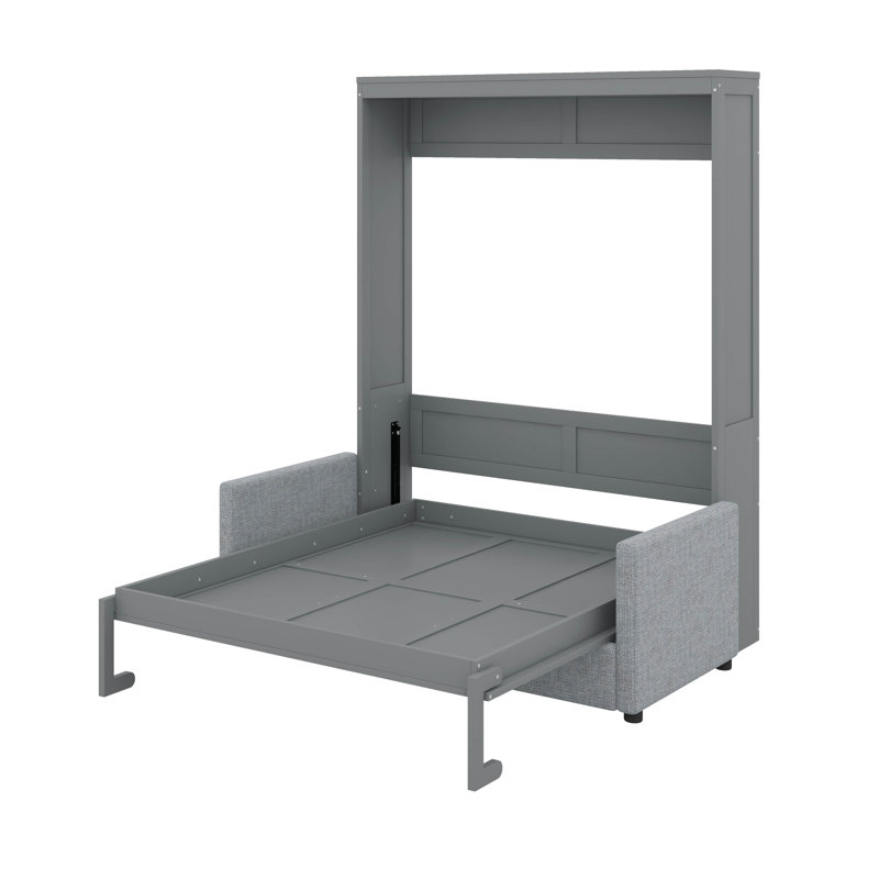 Lit escamotable double avec coussin, Gris