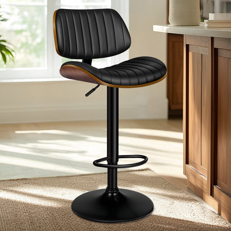 1x Swivel Bentwood Bar Stool, Black