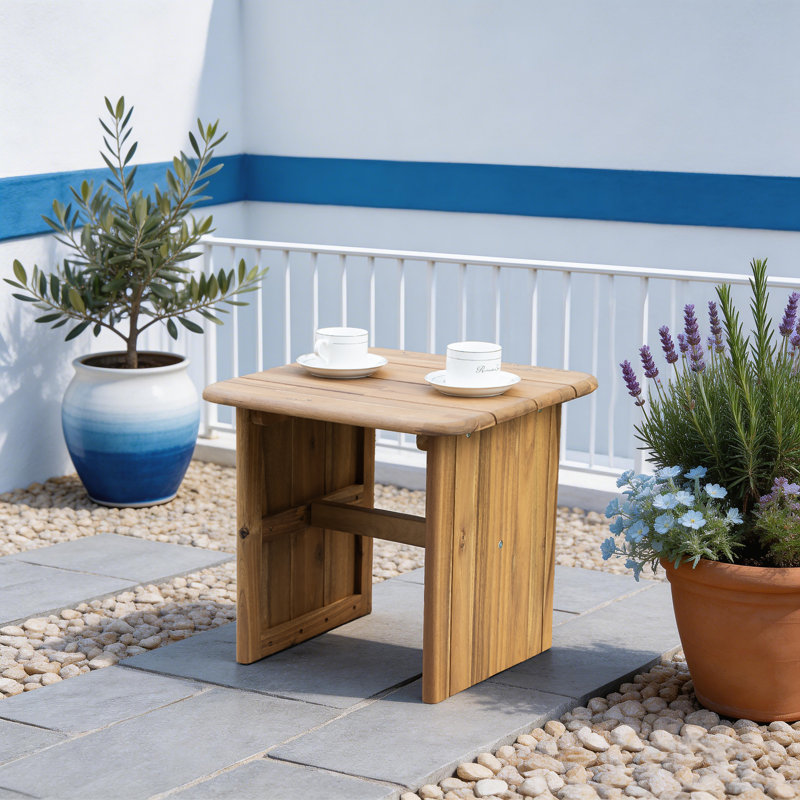 Table d'appoint carrée d'extérieur en acacia