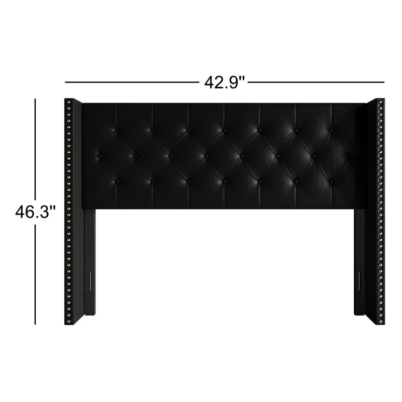 Joshuwa Upholstered Headboard, Black, Twin