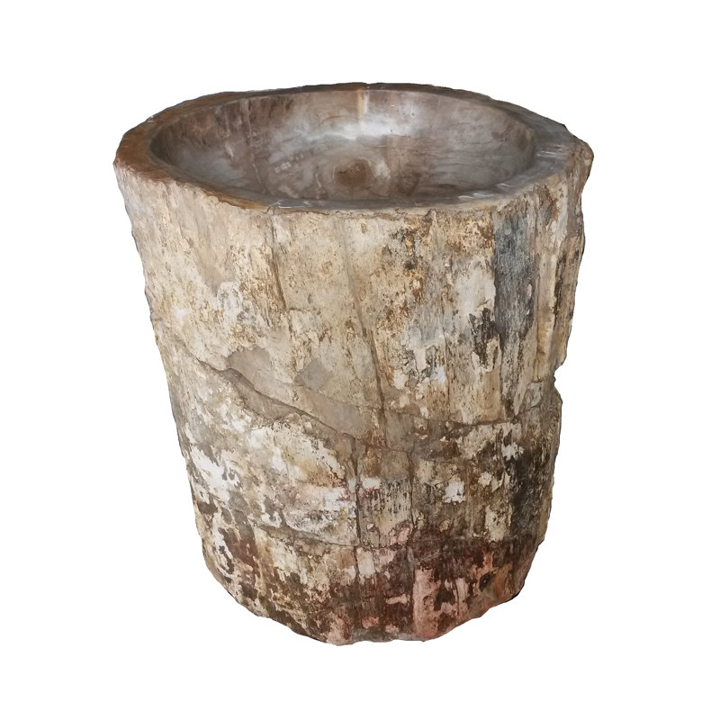 Natural Petrified Wood Stone Pedestal Bathroom Sink