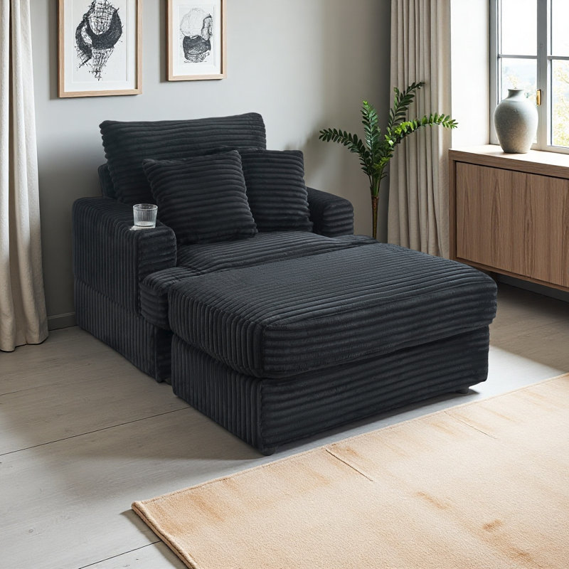 Ensemble de fauteuil avec repose-pieds et repose-pieds 39 po, Black