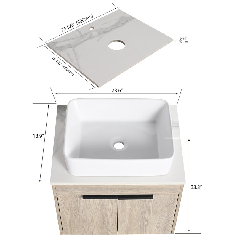 Ensemble de meuble-lavabo simple 23,6 po avec plateau Pierston