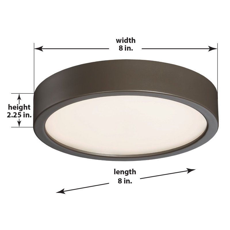 Hilmar Glass LED Flush Mount, Copper Bronze Patina, 2.25" H x 8" W x 8" D