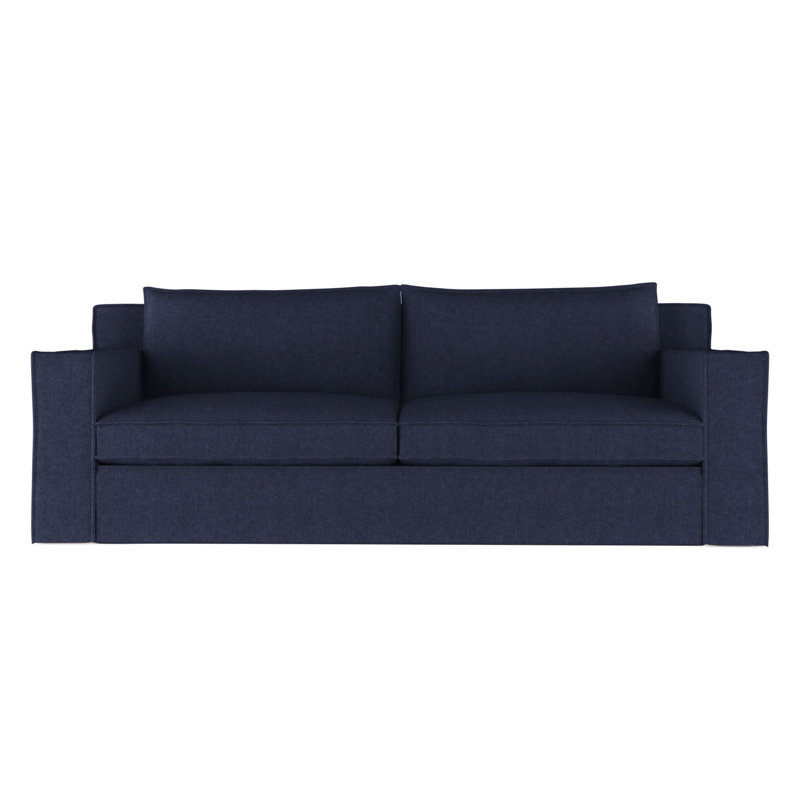 Canapé Mulberry, H 33 po x l 108 po x p 45 po, Velours moelleux imprimé bleu, Ébène