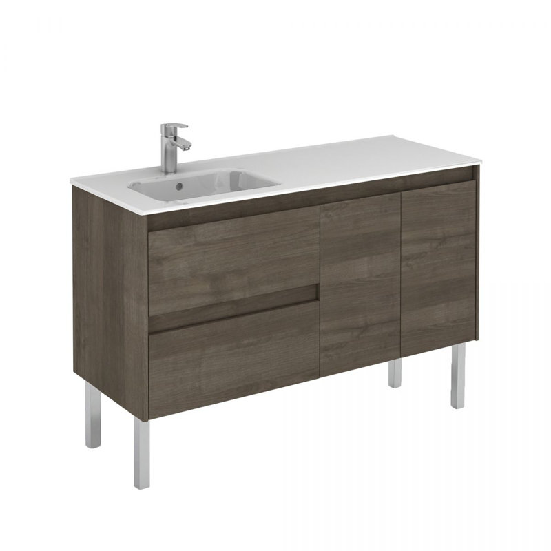 Ensemble de meuble-lavabo simple 48 po avec miroir Ambra, Cendre de Samara