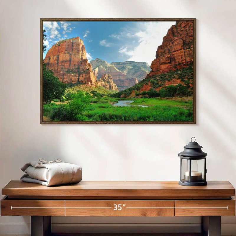 Canyons du parc national de Zion, 25 po x 17 po, Cadre flottant noyer