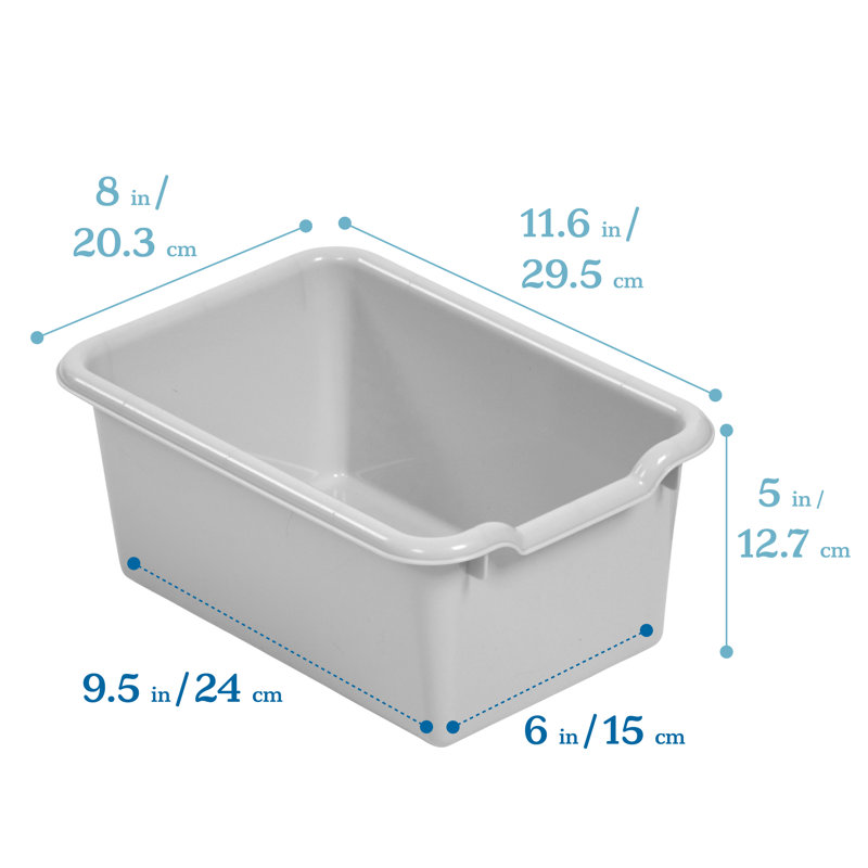 ECR4Kids Scoop Front Storage Bin, Multipurpose Organization, 30-Piece, Light Gray