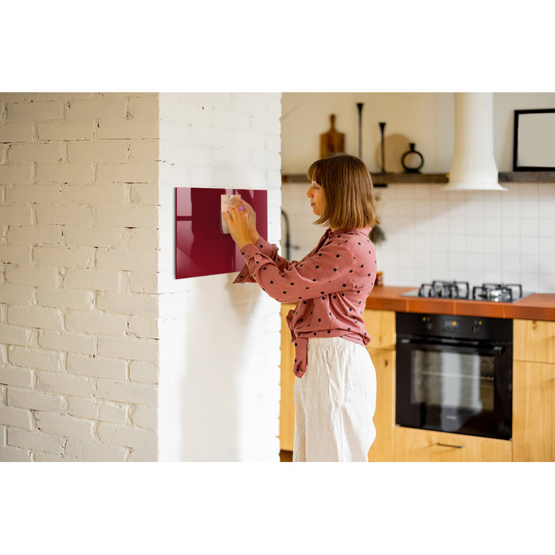 Magnetic Glass Dry Erase Board, Burgundy
