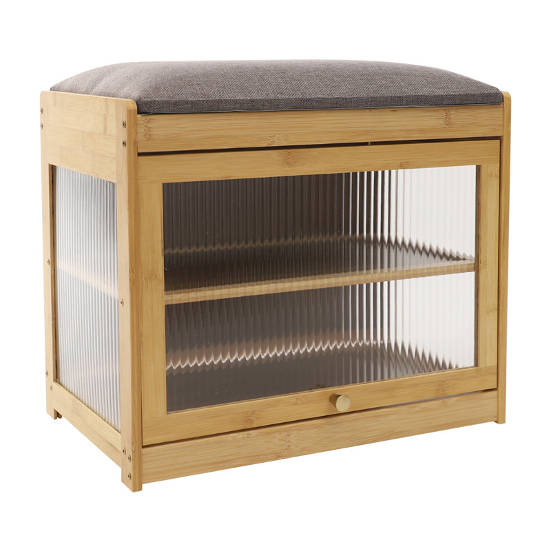 Banc de rangement pour chaussures 4 paires, Bois naturel