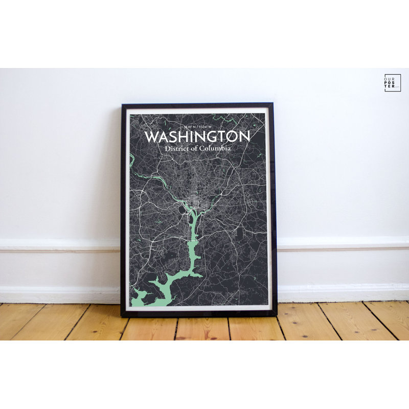 « washington dc city map », reproduction d’impression sur affiche en rêve, H 17 po x l 11 po