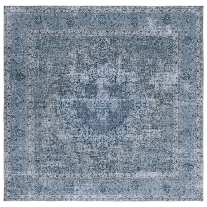 Tapis oriental vert / vert, Carré 6 pi