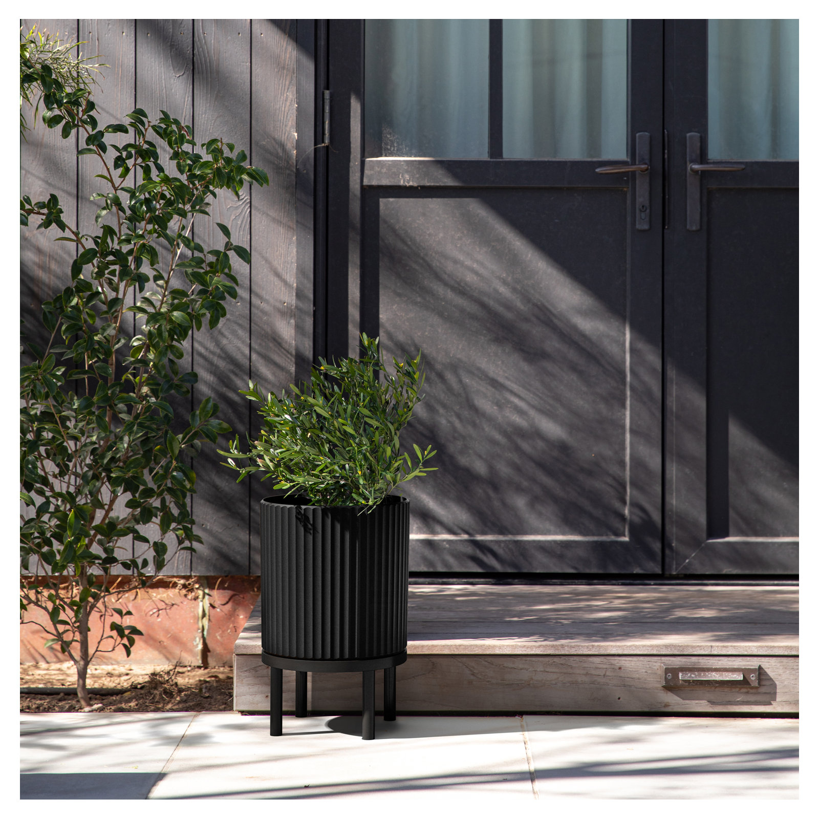 Demi Series Planter with Stand, Black, 1, 16" H x 10.5" W x 10.5" D