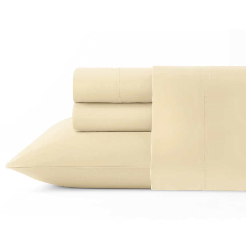 Ensemble de draps 100% coton à longues fibres 610 fils Celeste Home, Très grand lit, Crème
