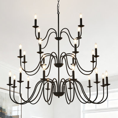 47" 24-Light Black Wagon Wheel Chandelier  (no bulbs) 