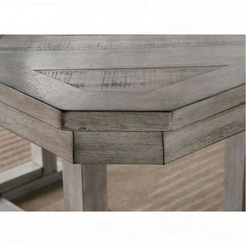 Rustic Gray Dining Table with Diamond Wood Grain Pattern
