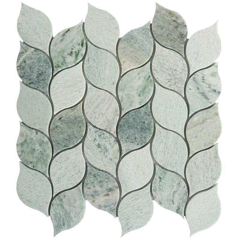 Natural 12.41 in. x 12.01 in. Arabesque Polished Marble Mosaic Tile