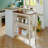 Butcher Block Kitchen Island, Kitchen Island, Rubber Wood Butcher Block Dining Table Prep Table With 2 Open Shelves