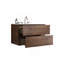 Meuble-lavabo mural en noyer de 30 pouces avec lavabo en céramique, trois trous de robinet et grand design flottant de rangement