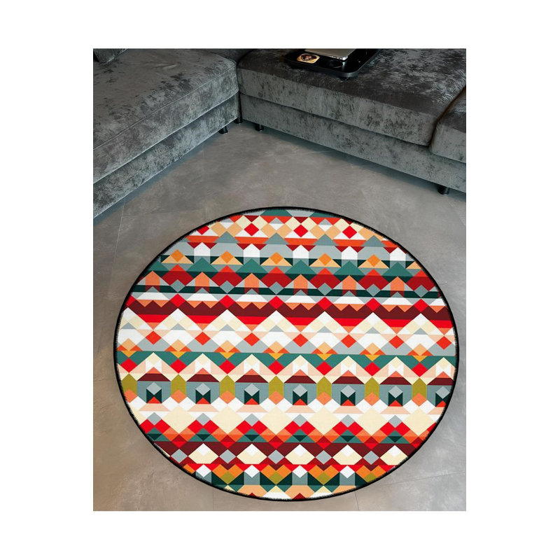 Tapis rond rond lavable à la machine, Sous-tapis rond 4 pi 11 po inclus